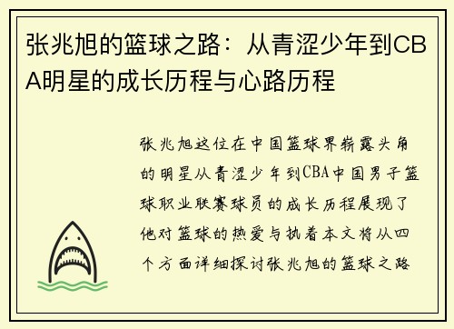 张兆旭的篮球之路：从青涩少年到CBA明星的成长历程与心路历程